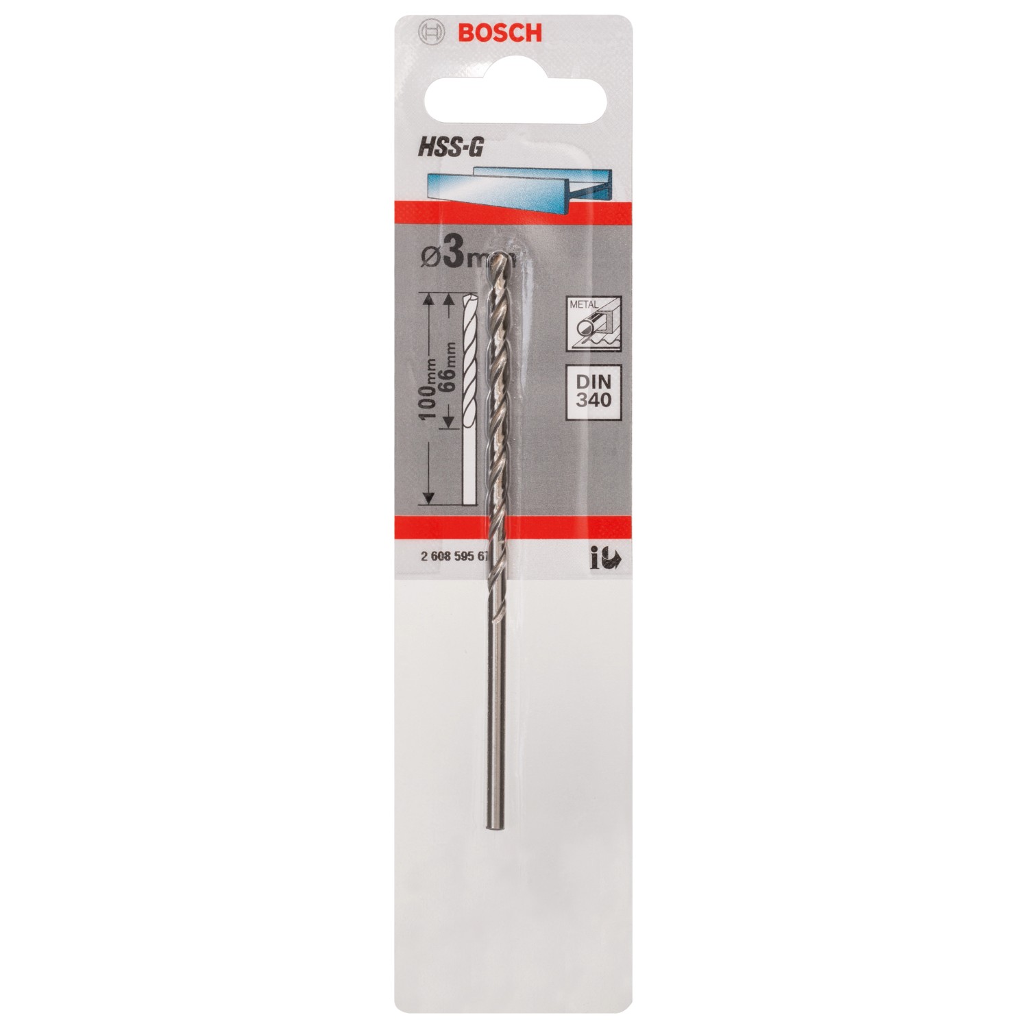 Bosch Metallbohrer HSS-G DIN 340 Ø 3 mm x 66 mm x 100 mm günstig online kaufen