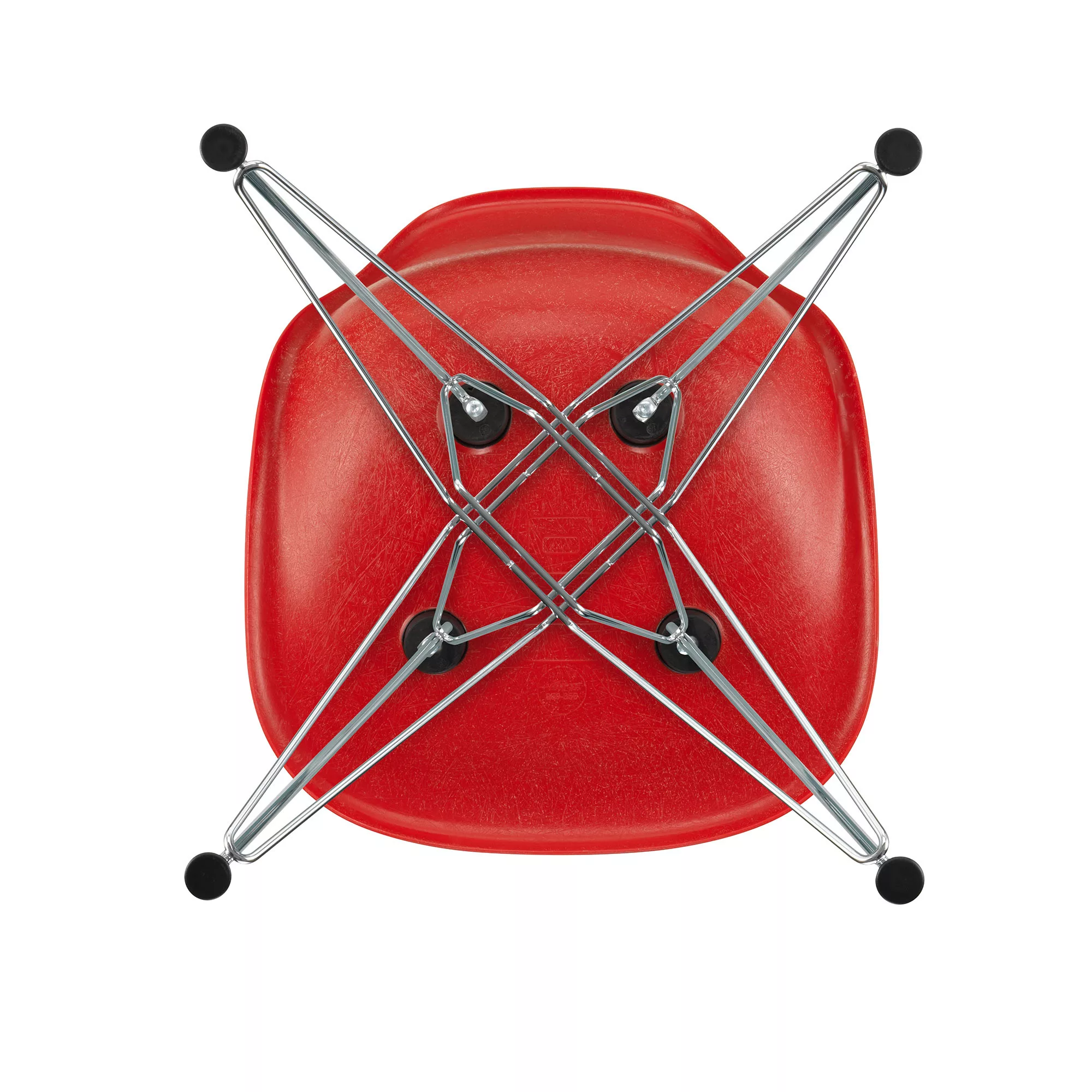 Vitra - Eames Fiberglass Side Chair DSR verchromt - klassisches rot/Sitzsch günstig online kaufen