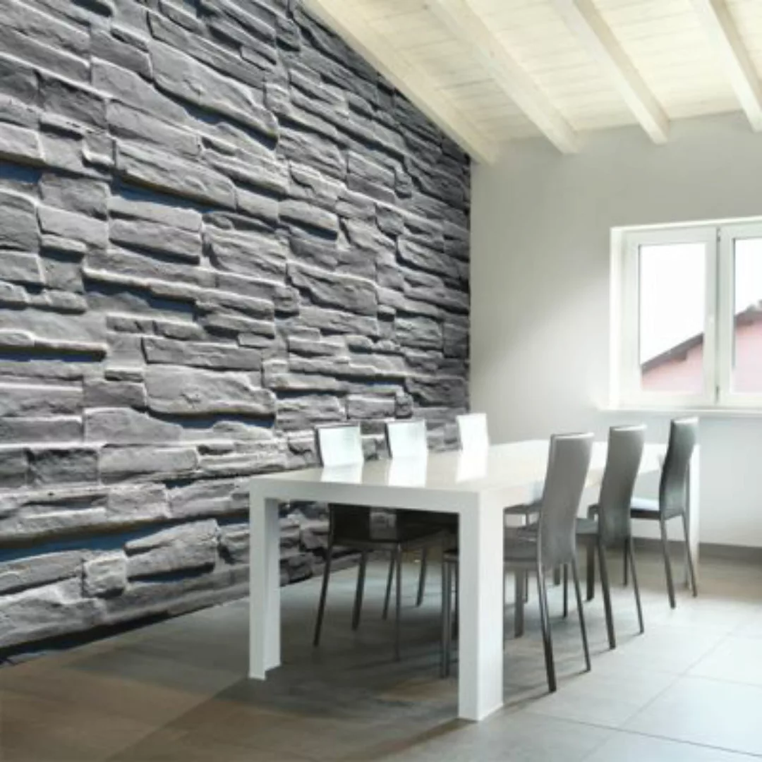 artgeist Fototapete Graues Natursteinmauerwerk grau Gr. 350 x 270 günstig online kaufen