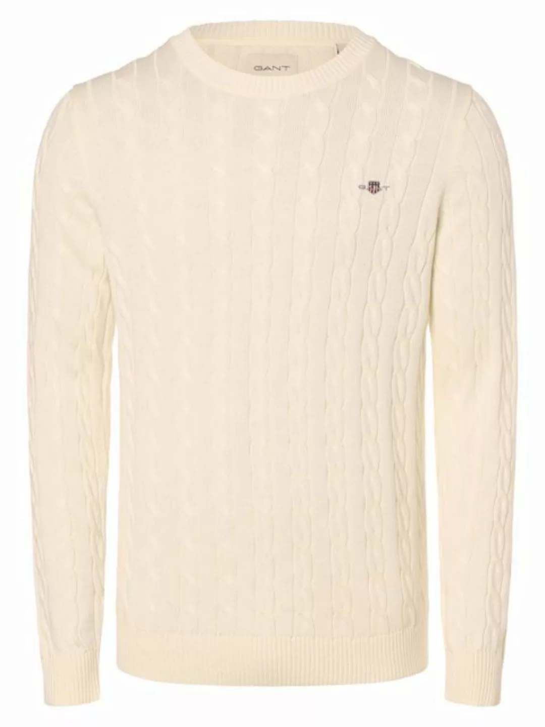 Gant Strickpullover COTTON CABLE C-NECK mit Wappen-Logostickerei auf der Br günstig online kaufen