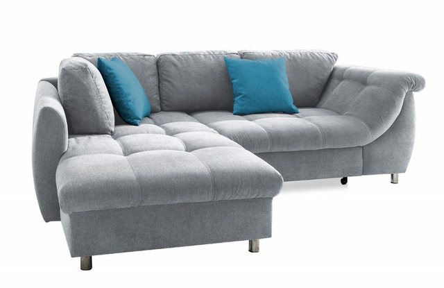 luma-home Ecksofa 17110, 250x190 cm, Ottomane links, Bettfunktion, Wellenun günstig online kaufen