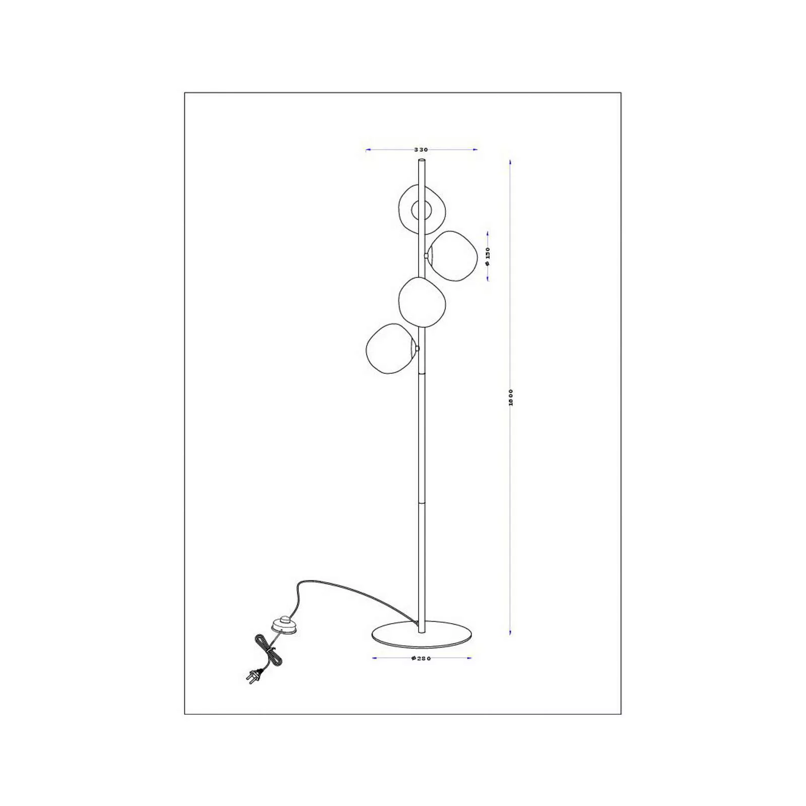 Stehleuchte Canopus, multicolor, Höhe 160 cm 4-flg. Glas E14 günstig online kaufen