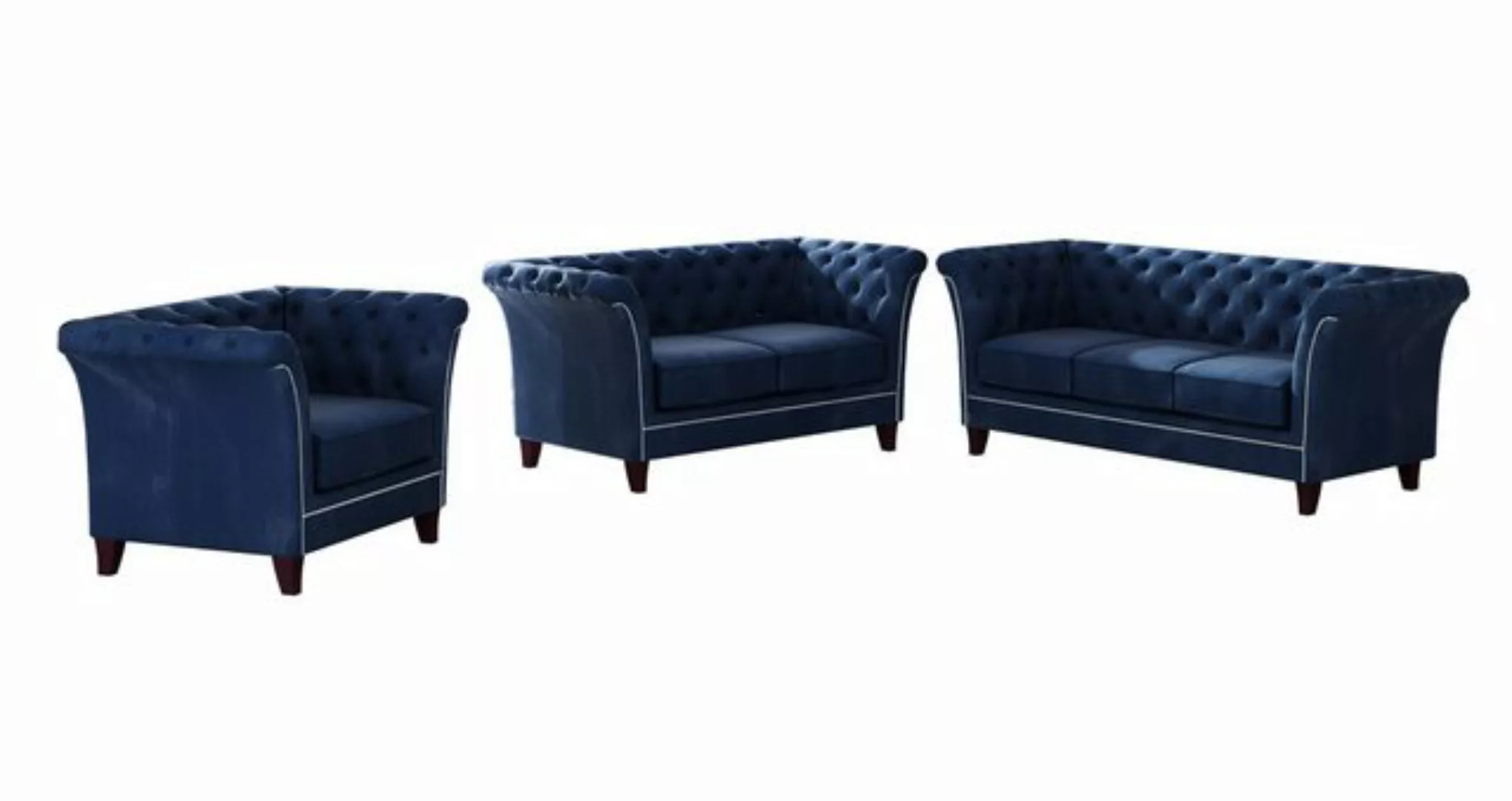 S-Style Möbel Polstergarnitur Chesterfield Rainsburg 3+2+1 aus Samt-Stoff m günstig online kaufen