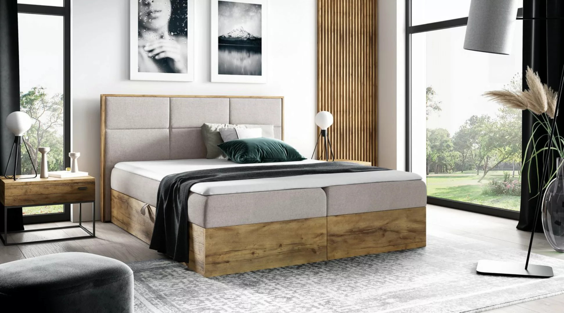 Schlaffabrik Boxspringbett WOOD 2 (Faro 20), inkl. Matratze, Topper, LED, S günstig online kaufen