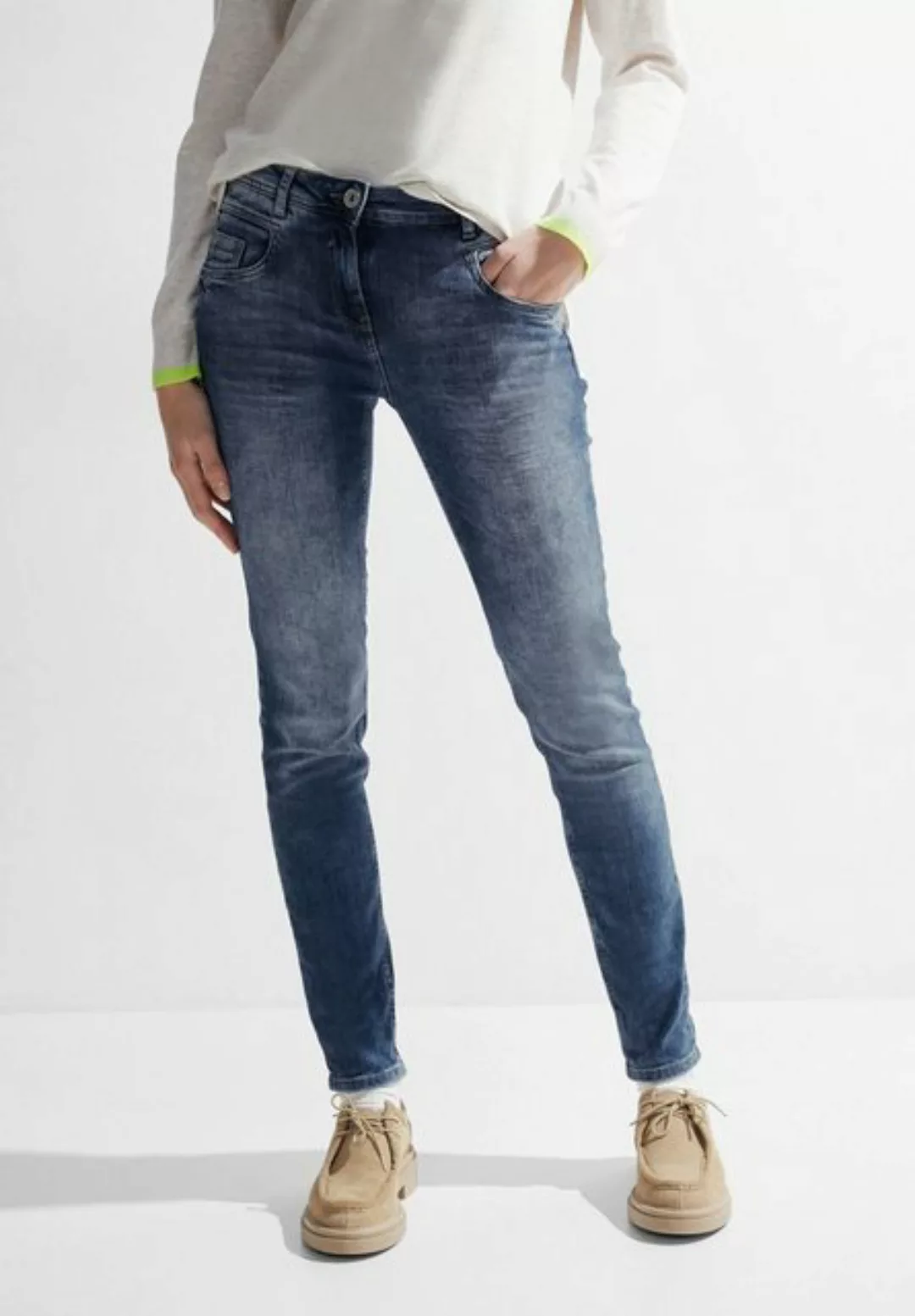 Cecil Slim-fit-Jeans Vicky Authentic in mittelblauer Waschung günstig online kaufen