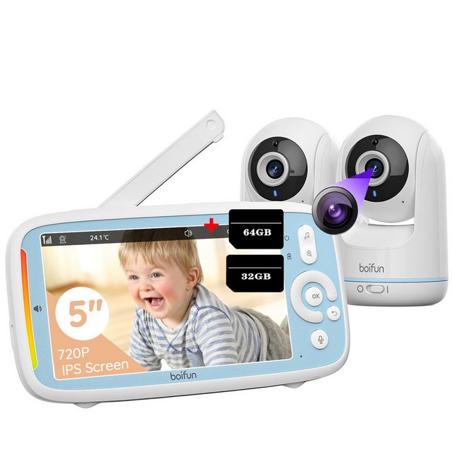 Boifun Babyphone 5" Babyphone mit 2 Kamera Temperaturüberwachung Wiegenlied günstig online kaufen