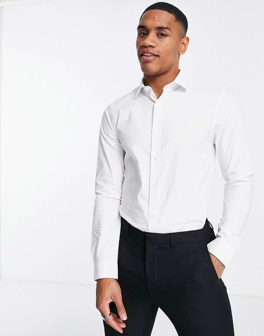 Topman – Langärmliges Stretch-Hemd in Weiß günstig online kaufen