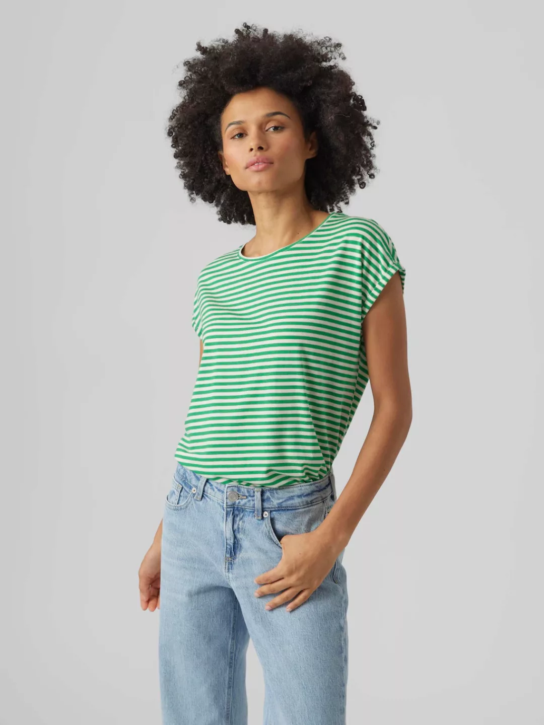 Vero Moda Rundhalsshirt VMAVA PLAIN SS TOP STRIPE GA JRS NOOS günstig online kaufen