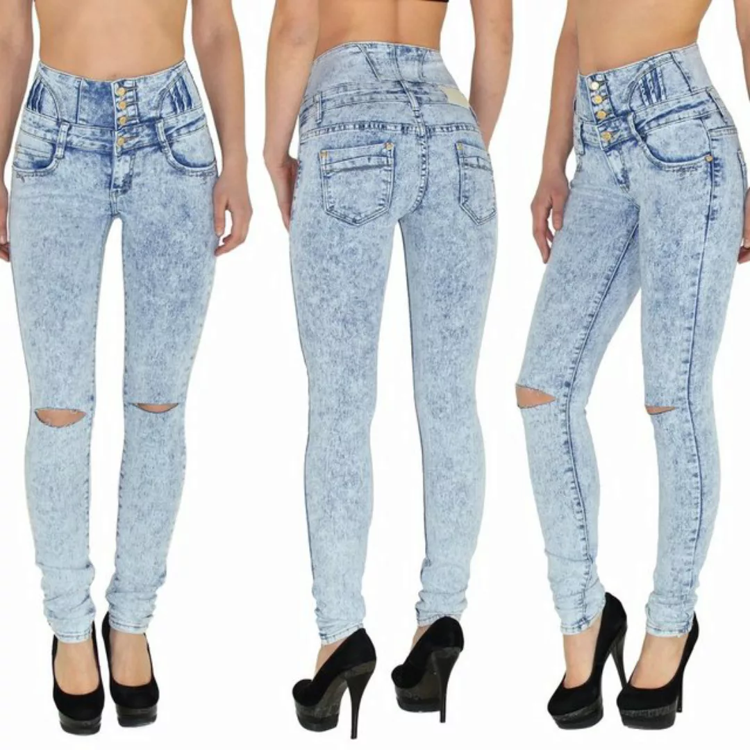 ESRA Skinny-fit-Jeans J22 Risse Damen Skinny Jeans, Damen High Waist Jeansh günstig online kaufen