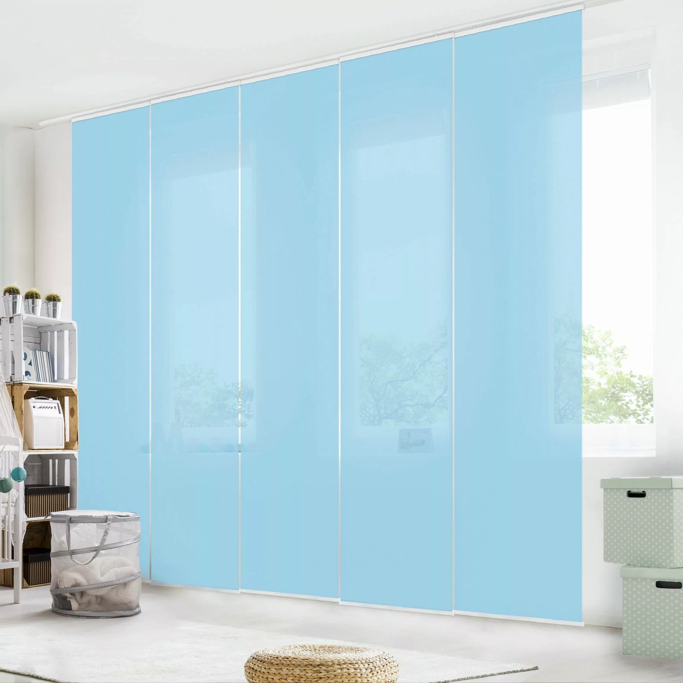 Bilderdepot24 Schiebegardine modern Flächenvorhang blickdicht Pastellblau, günstig online kaufen
