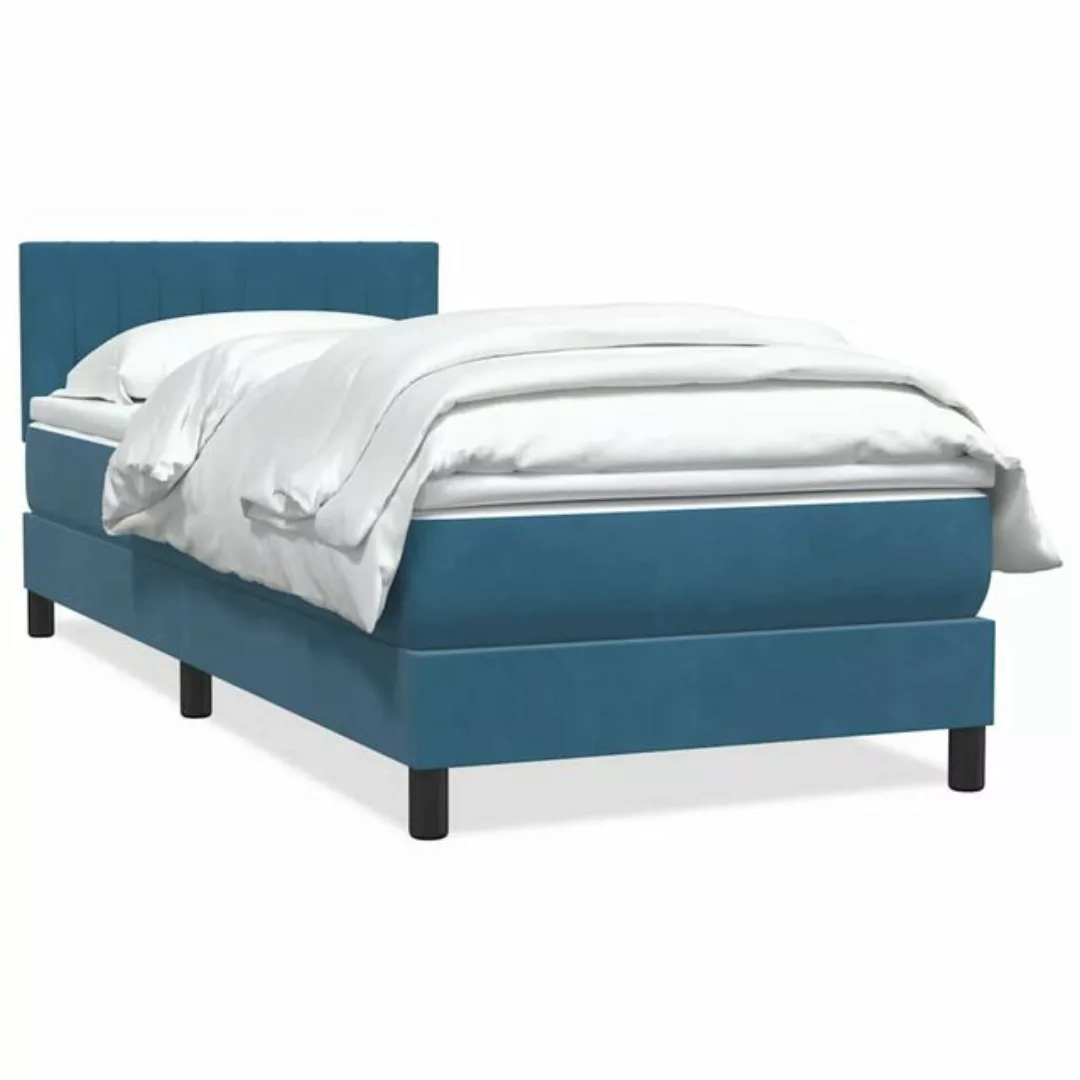 vidaXL Boxspringbett, Boxspringbett mit Matratze Dunkelblau 80x220 cm Samt günstig online kaufen