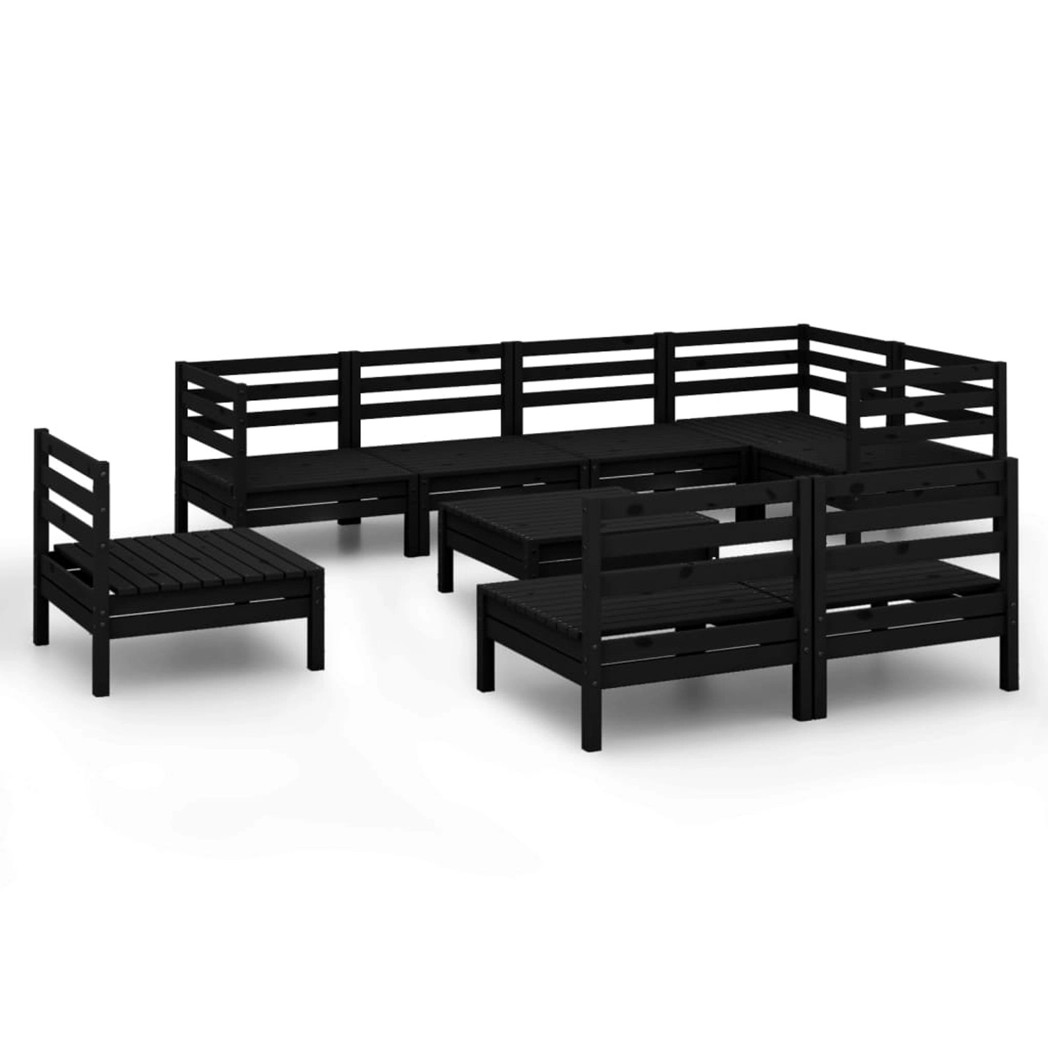 9-tlg. Garten-lounge-set Massivholz Kiefer Schwarz günstig online kaufen