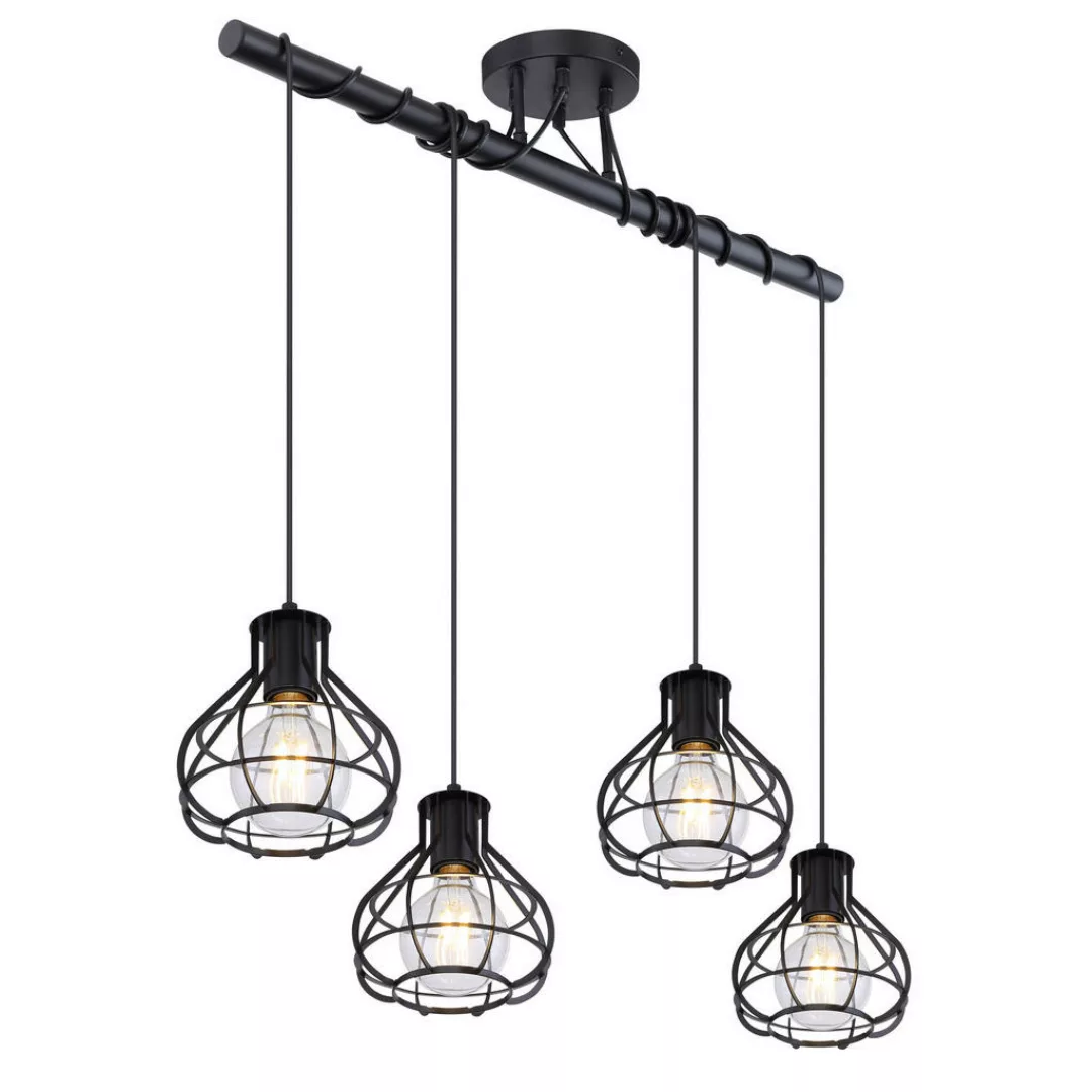 GLOBO Pendelleuchte 15388-4D schwarz Metall B/H: ca. 80x100 cm E27 4 Brenns günstig online kaufen