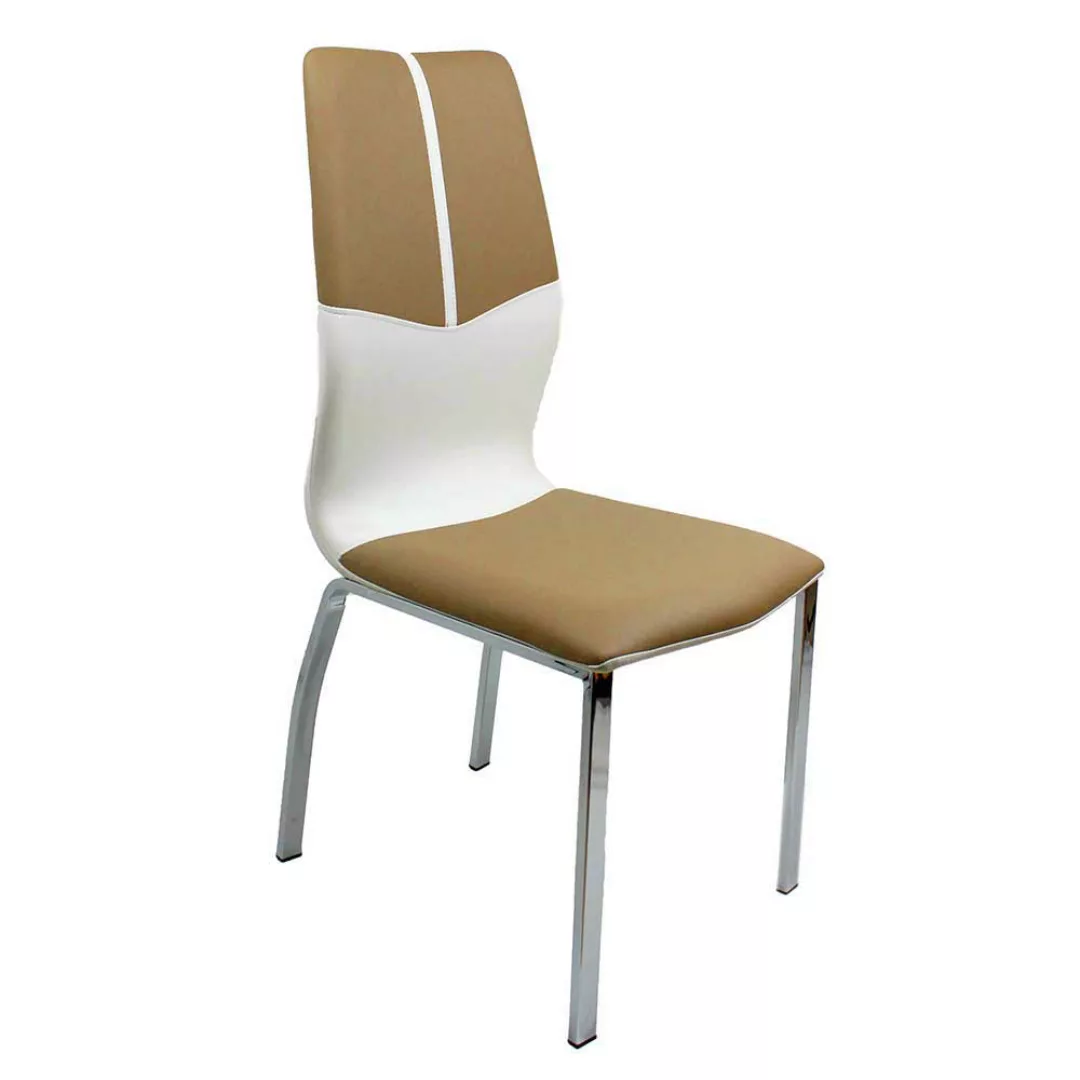4 Stühle und Ausziehtisch in Weiß Braun Buche (fünfteilig) günstig online kaufen