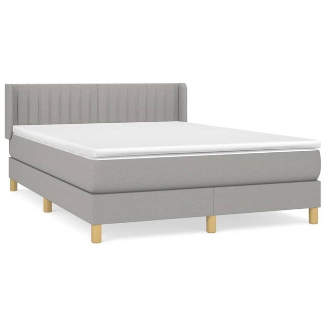 vidaXL Boxspringbett Boxspringbett mit Matratze Hellgrau 140x200 cm Stoff B günstig online kaufen