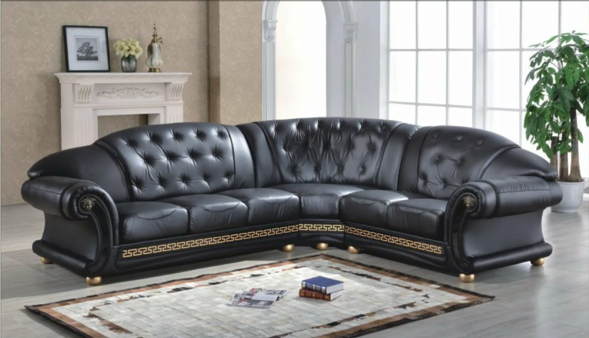 Salottini Ecksofa Chesterfield Oriental Ecksofa Eckcouch SCHWARZ SOFORT, 3 günstig online kaufen