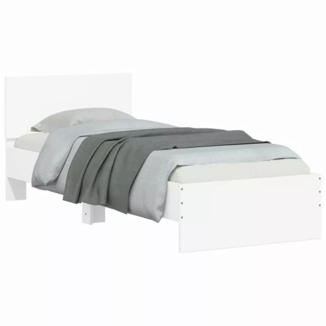 vidaXL Bett Bettgestell mit Kopfteil und LED-Leuchten Braun Eiche 75x190 cm günstig online kaufen