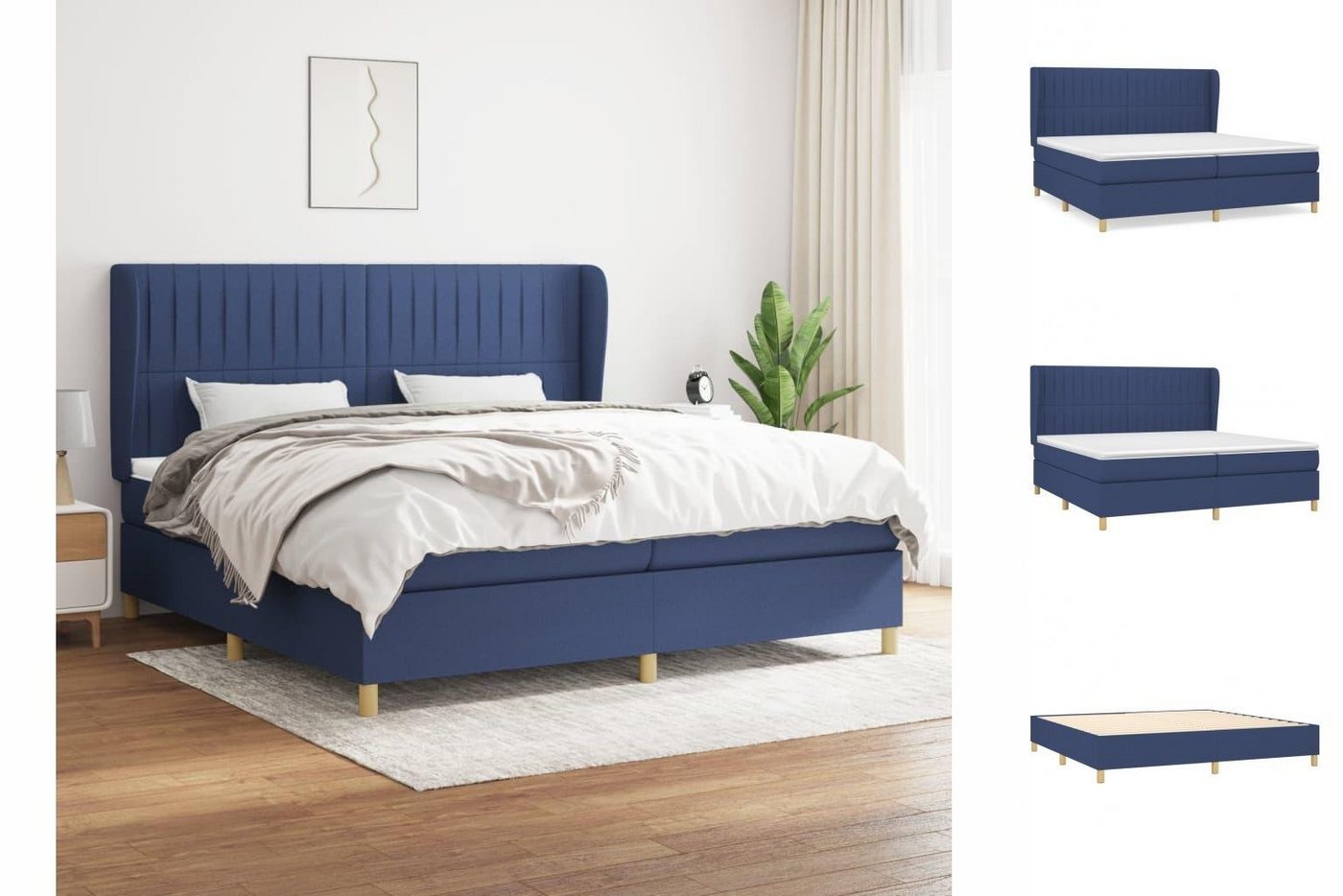 vidaXL Boxspringbett Boxspringbett mit Matratze Blau 200x200 cm Stoff Bett günstig online kaufen