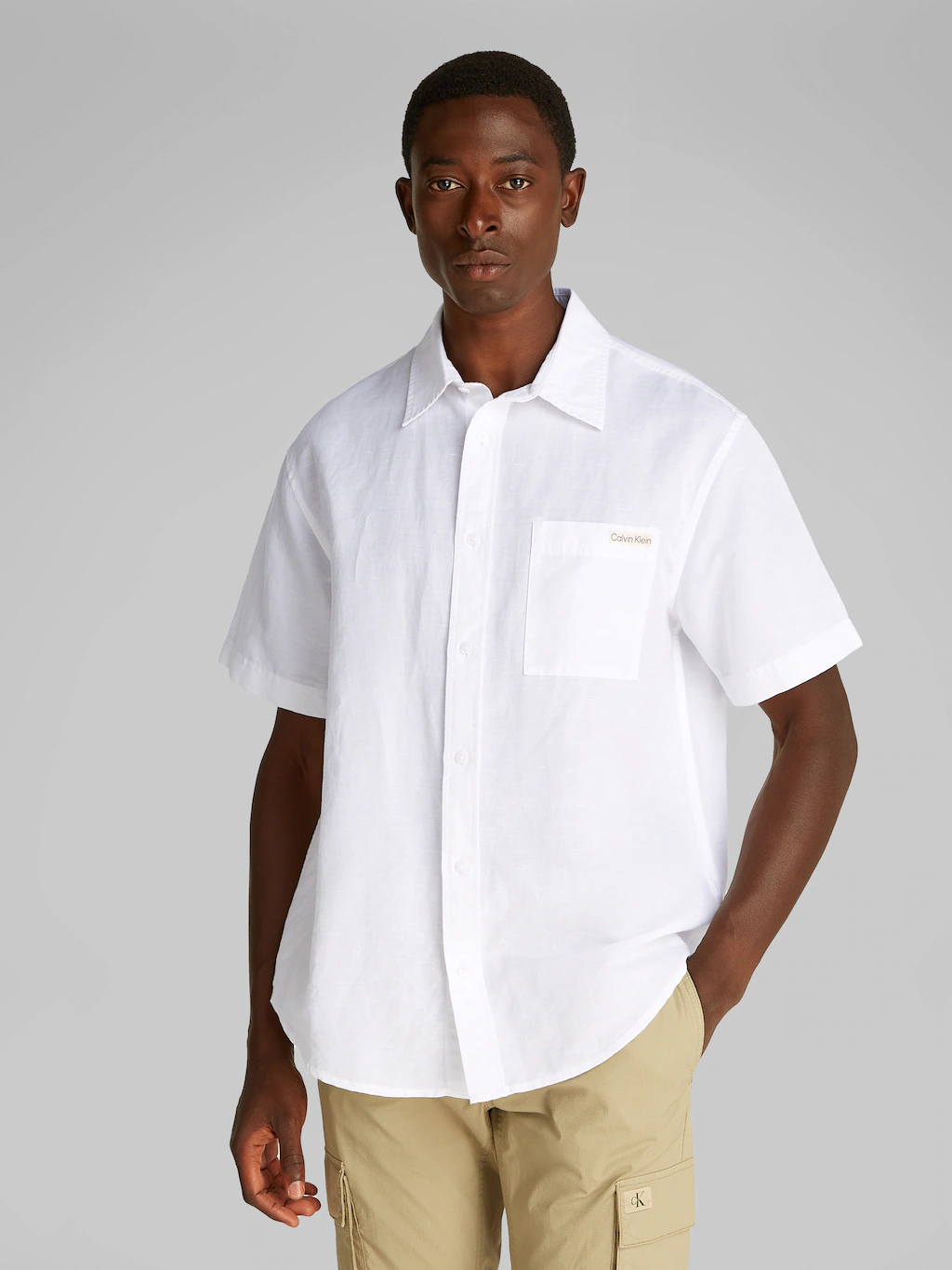 Calvin Klein Jeans Kurzarmhemd "LINEN COTTON S/S SHIRT", mit Brusttasche günstig online kaufen