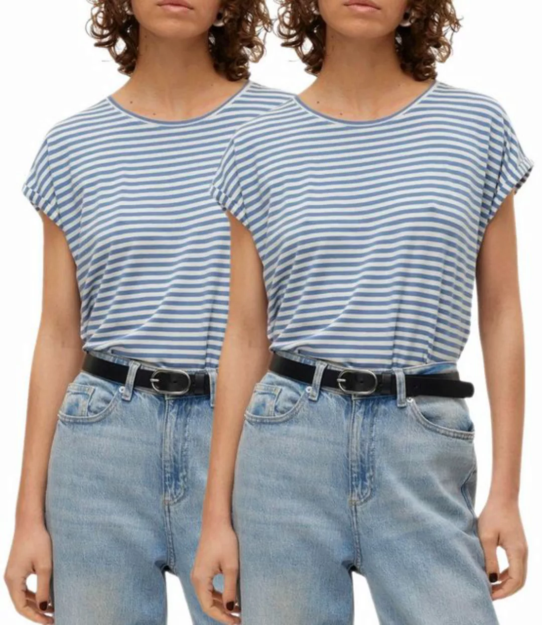 Vero Moda T-Shirt (Sparset) Basic Stripe Shirt im Doppelpack günstig online kaufen
