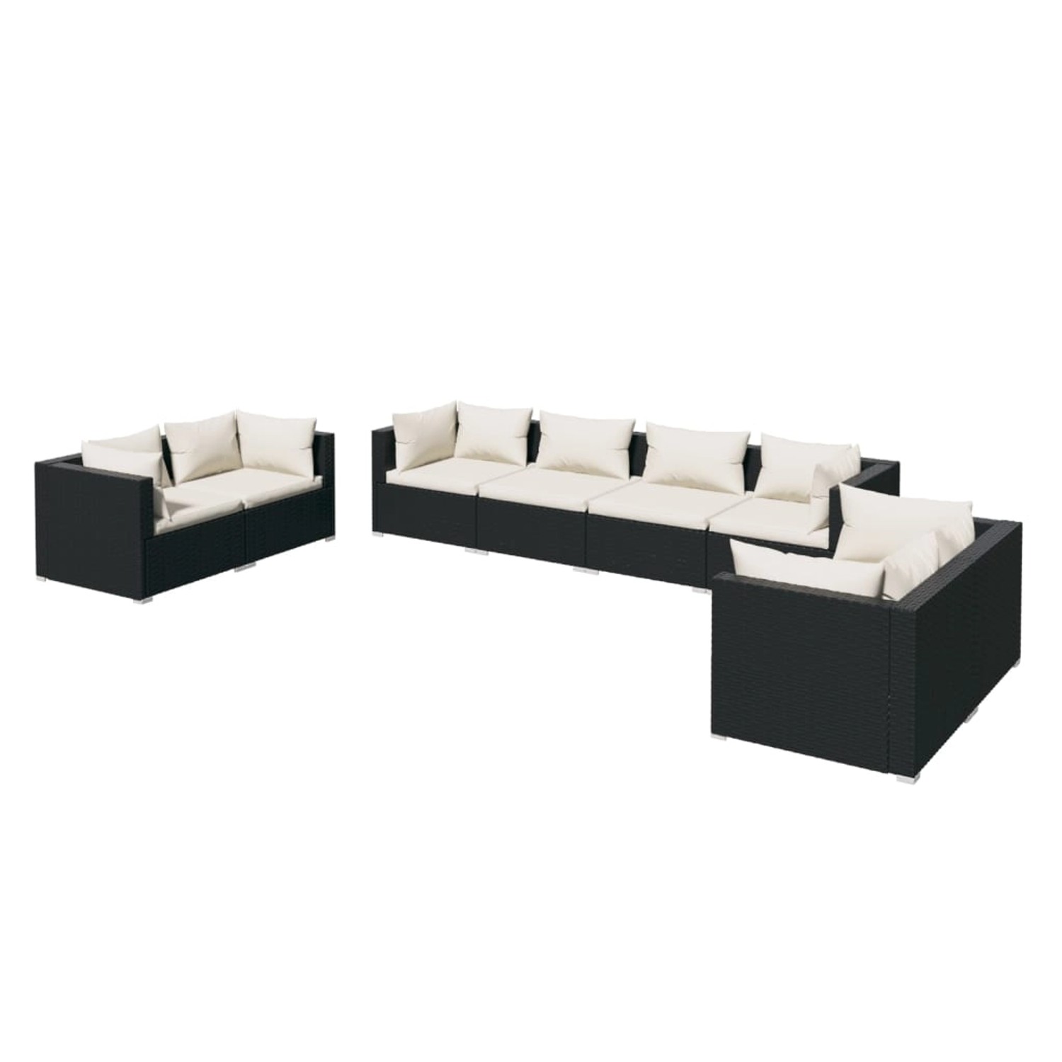 Vidaxl 8-tlg. Garten-lounge-set Mit Kissen Poly Rattan Schwarz günstig online kaufen