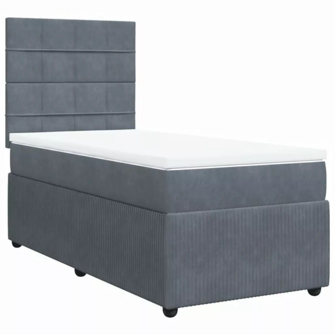 vidaXL Bett Boxspringbett mit Matratze Dunkelgrau 80x200 cm Samt günstig online kaufen