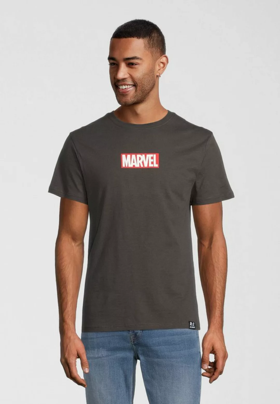 Recovered T-Shirt Marvel Classic Logo Black GOTS zertifizierte Bio-Baumwoll günstig online kaufen