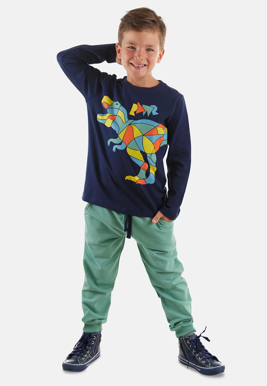 Denokids Hausanzug "Dinosaur", (2 tlg.), mit Dinosaurier-Motiv günstig online kaufen