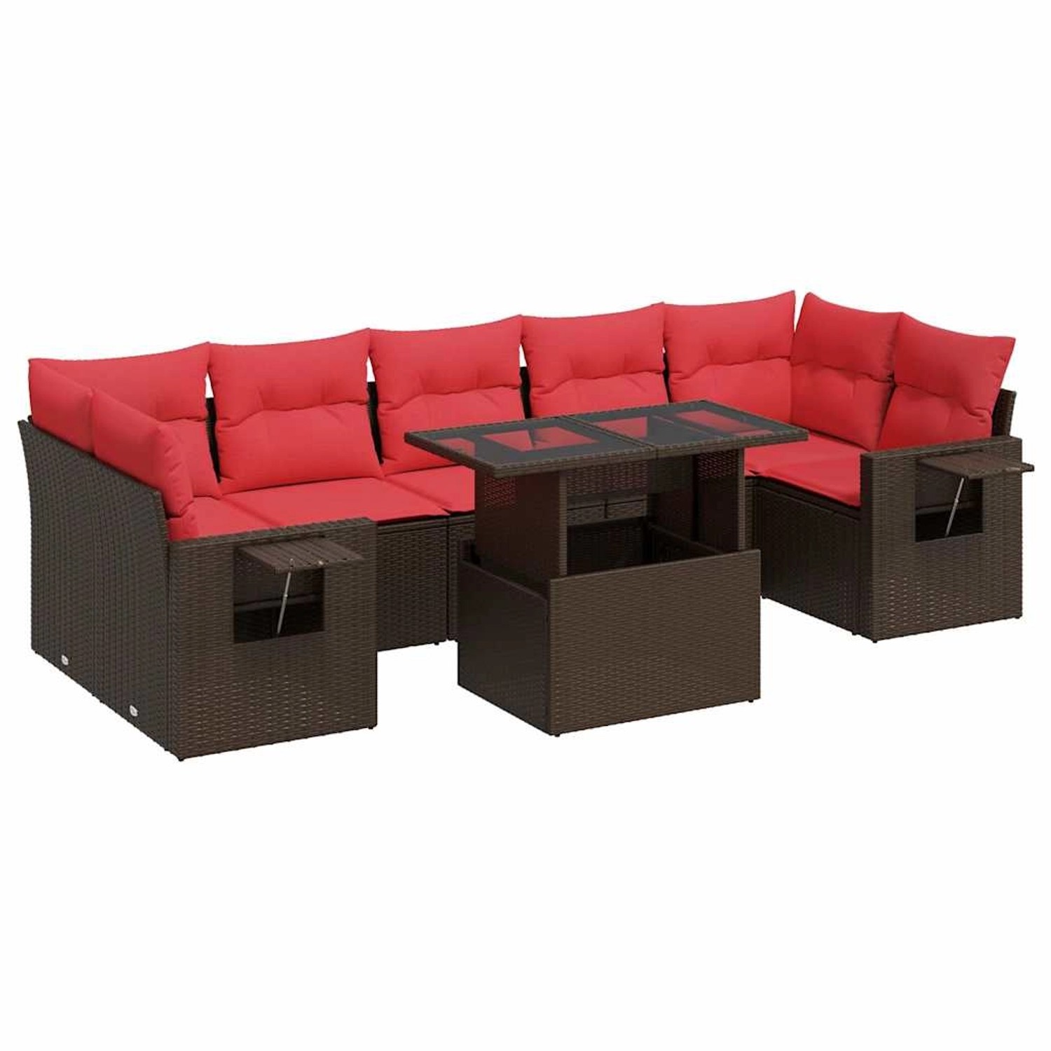 vidaXL 8-Tlg Garten-Sofagarnitur mit Kissen Braun Poly Rattan Akazie 332644 günstig online kaufen