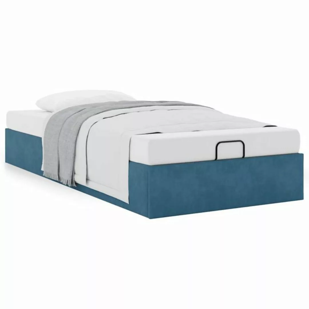 vidaXL Bettgestell Ottoman-Bett ohne Matratze Dunkelblau 90x200 cm Samt günstig online kaufen