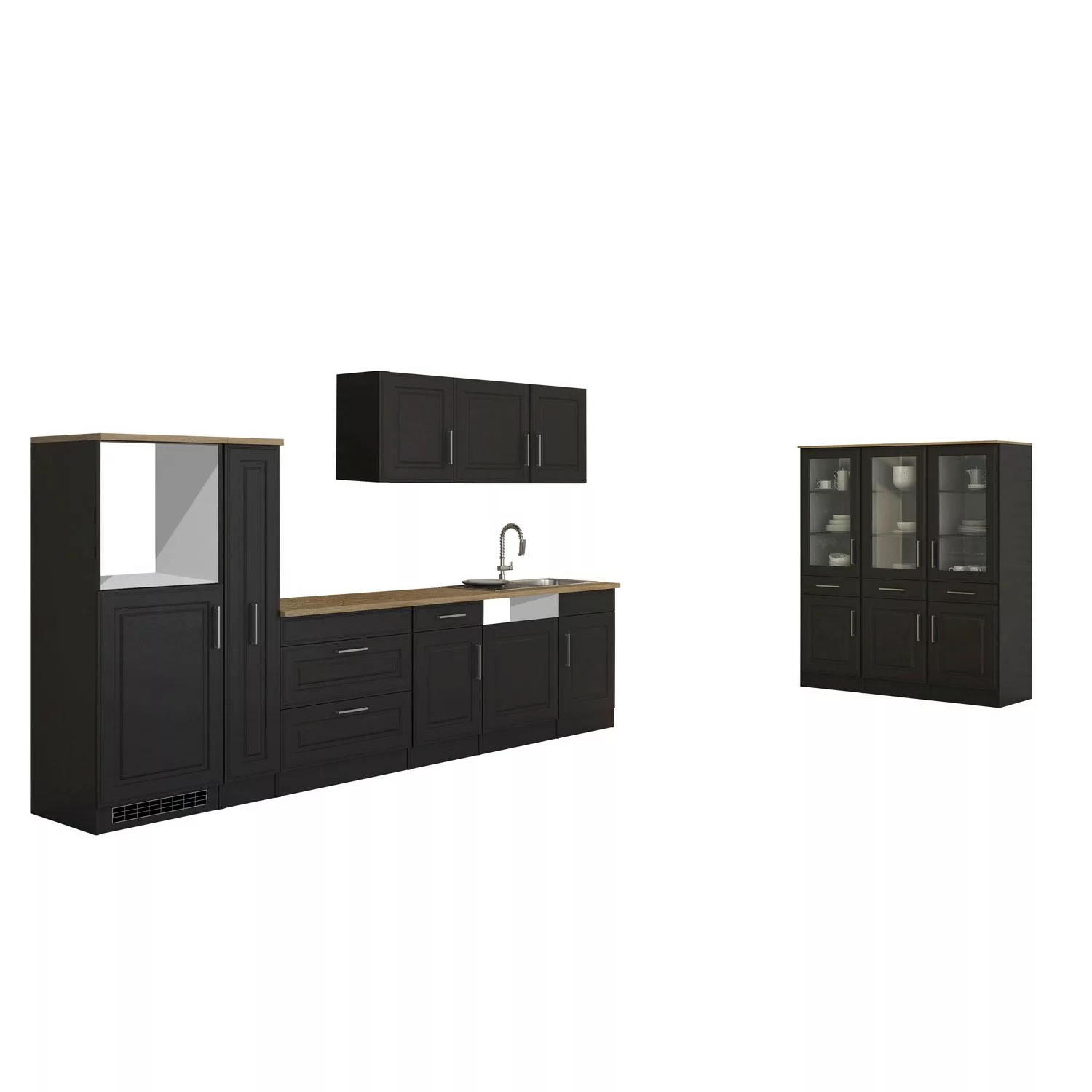 Held Möbel Küchenzeile Rom 330 cm Landhaus Grau Matt ohne E-Geräte günstig online kaufen