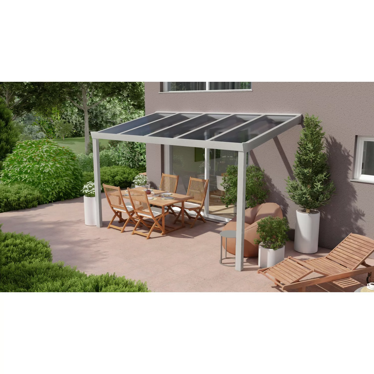 Terrassenüberdachung Professional 400 cm x 200 cm Grau Struktur PC Klar günstig online kaufen