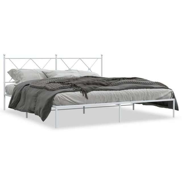 vidaXL Bettgestell, Bettrahmen mit Kopfteil Metall Weiß 183x213 cm günstig online kaufen