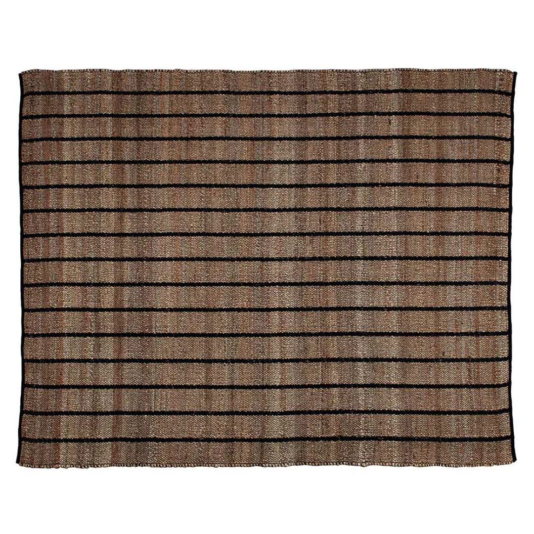 Gestreifter Jute Teppich in Beige & Schwarz 240 cm breit günstig online kaufen