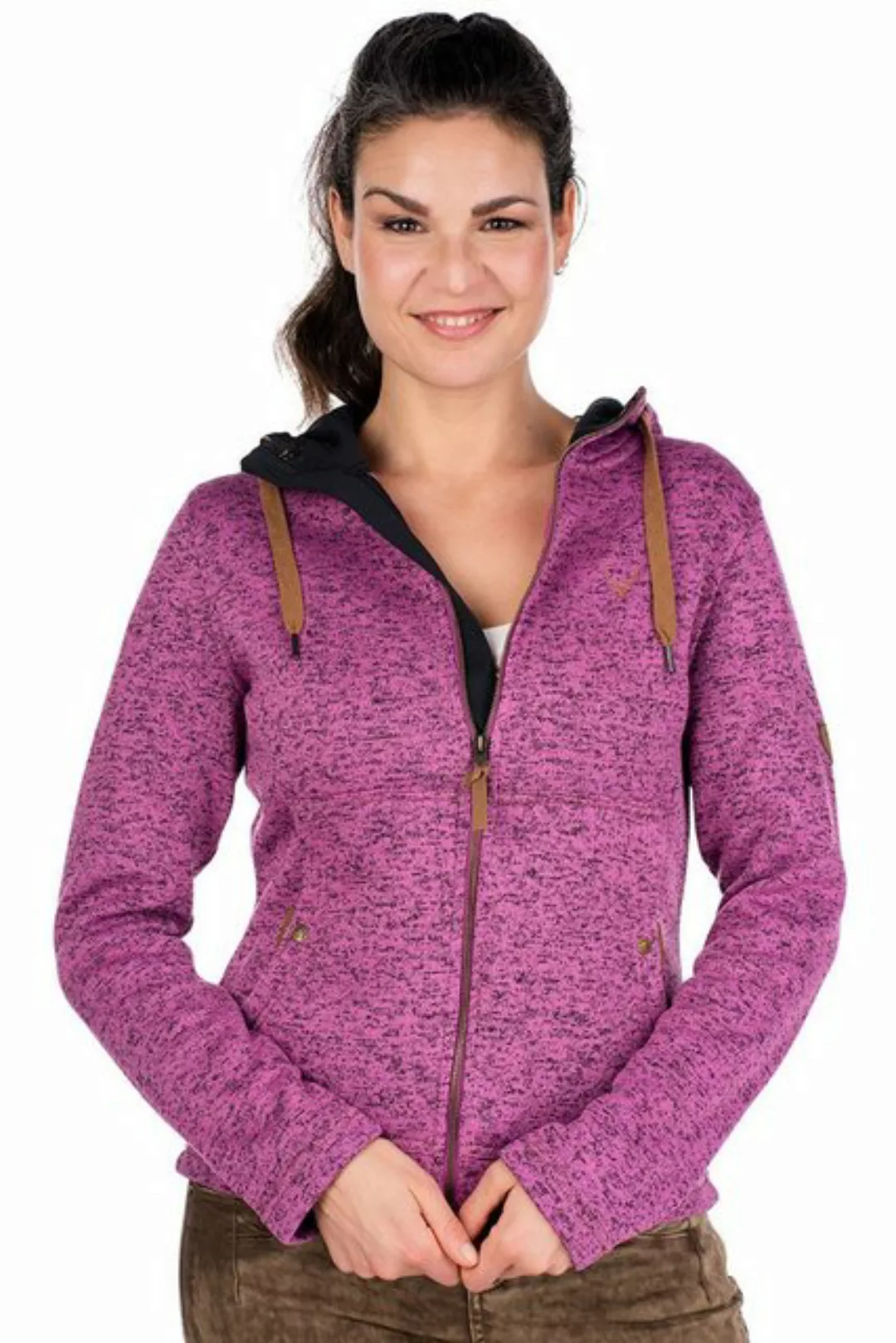 Tom Collins Outdoorbluse Strickfleecejacke Damen - RAMIRA - himbeer/schwarz günstig online kaufen