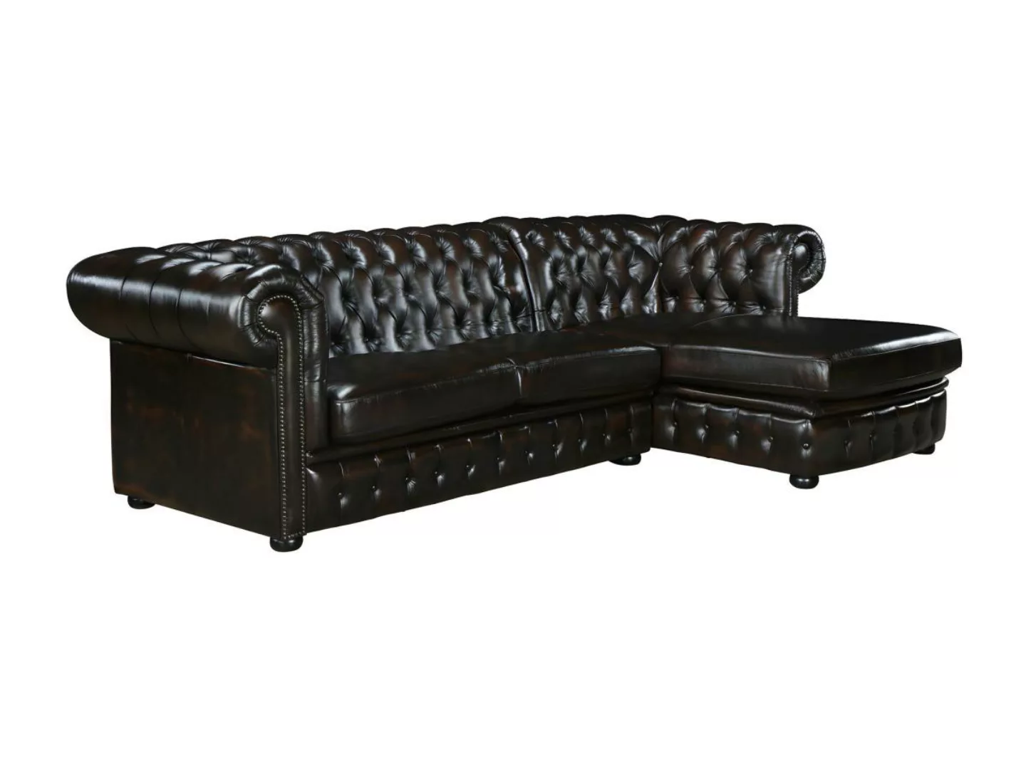 Chesterfield Ecksofa - Ecke Rechs - Büffelleder - Dunkelbraun - BRENTON günstig online kaufen