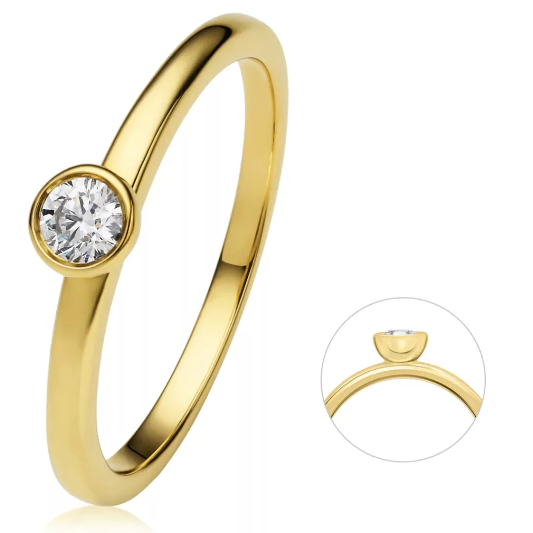 ONE ELEMENT Diamantring "0.15 ct Diamant Brillant Zarge Ring aus 585 Gelbgo günstig online kaufen