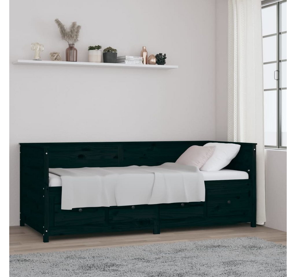 vidaXL Gästebett Gästebett Tagesbett Schwarz 90x200 cm Massivholz Kiefer Be günstig online kaufen