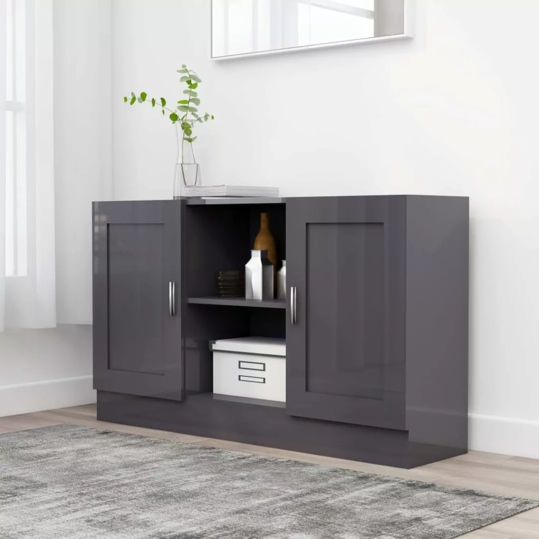 Sideboard Hochglanz-grau 120x30,5x70 Cm Spanplatte günstig online kaufen