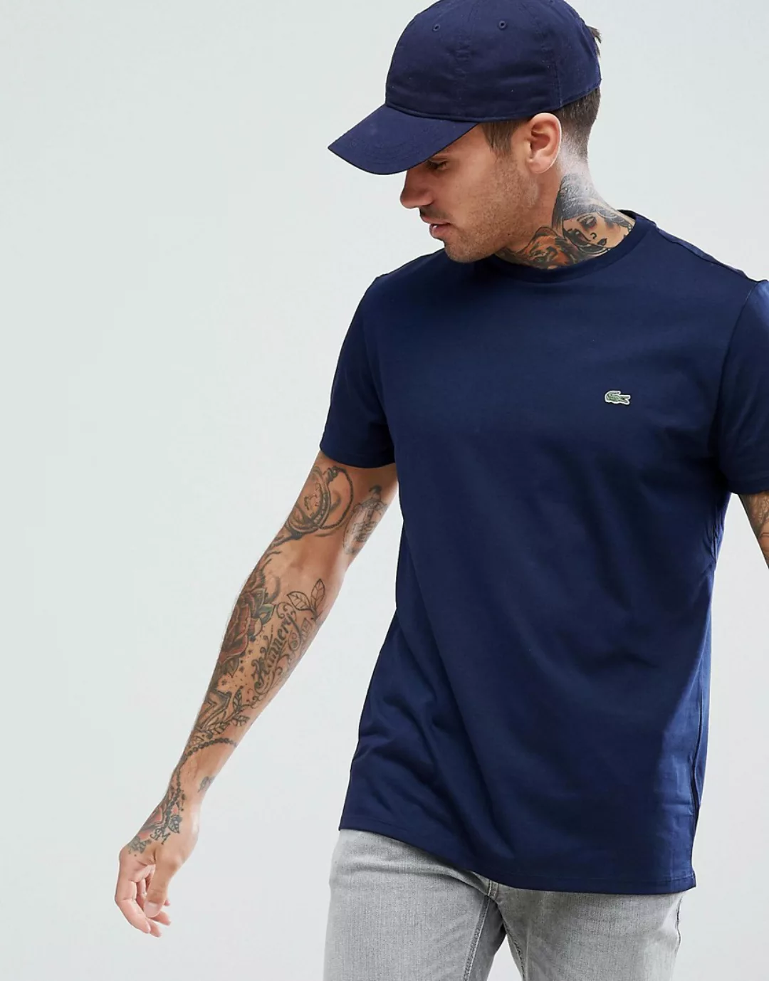 Lacoste – Marineblaues T-Shirt mit Logo-Navy günstig online kaufen