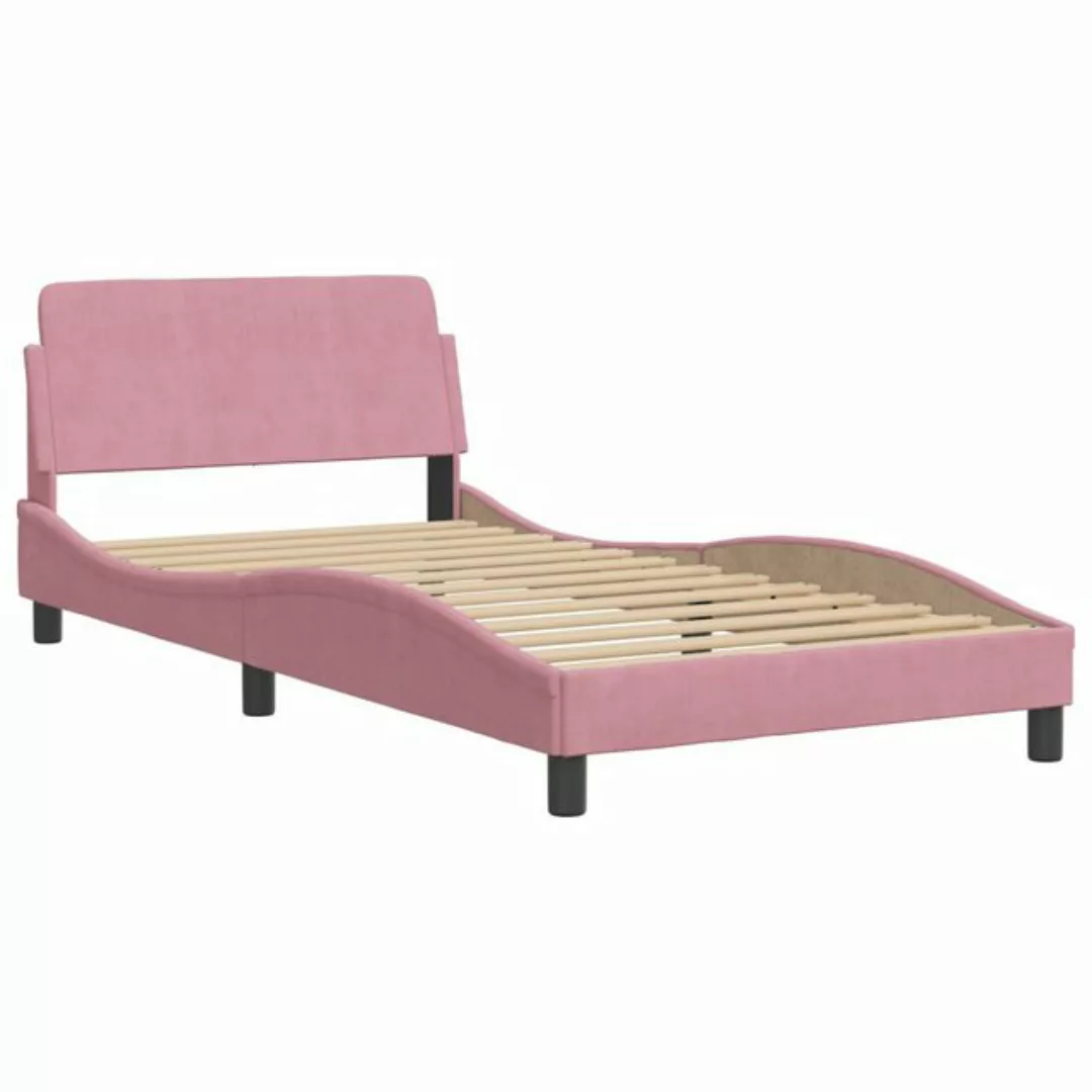 vidaXL Bett Bettgestell mit Kopfteil Rosa 100x200 cm Samt günstig online kaufen