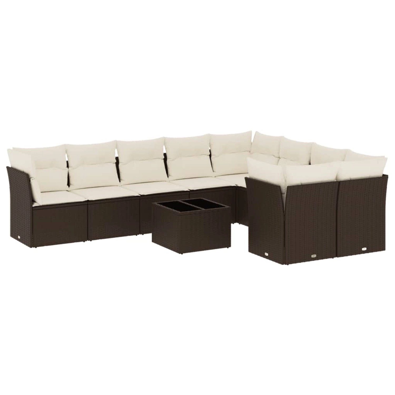 vidaXL 10-Tlg Garten-Sofagarnitur mit Kissen Braun Poly Rattan 3218183 günstig online kaufen