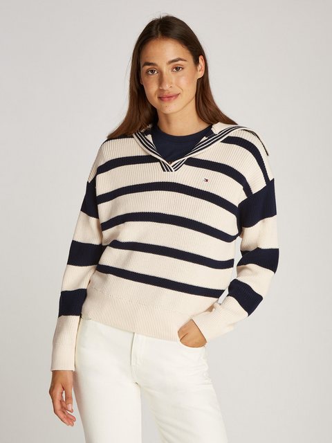 Tommy Hilfiger Polokragenpullover CO CARDI STITCH OPEN POLO SWT LS mit Perl günstig online kaufen