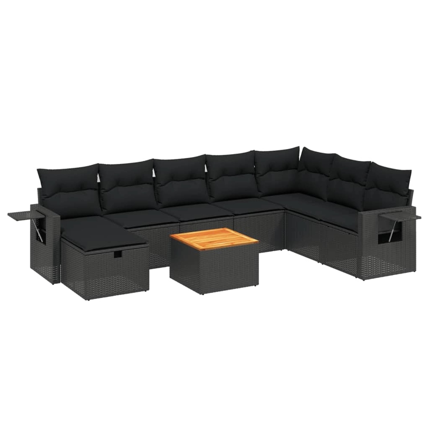 vidaXL 9-tlg Garten-Sofagarnitur mit Kissen Schwarz Poly Rattan Modell 90 günstig online kaufen