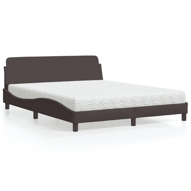 vidaXL Bett Bett mit Matratze Dunkelbraun 160x200 cm Stoff günstig online kaufen