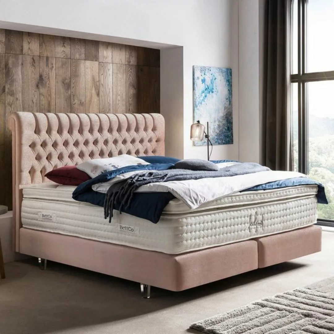 BettCo Boxspringbett Chester (in Rose Samt, 200 x 200 cm), Chesterfield-Des günstig online kaufen