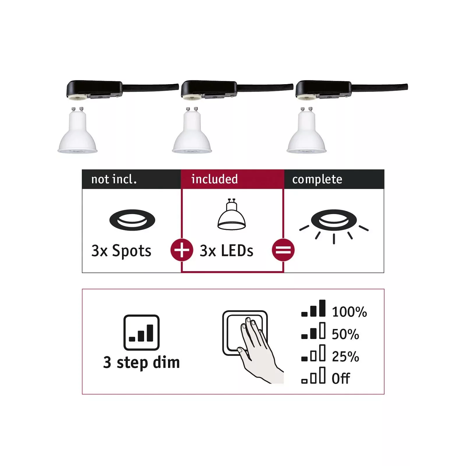 Paulmann LED-Leuchtmittel »Choose 3er Set 3x6W 460lm 2700K 51mm«, 3 St., Wa günstig online kaufen