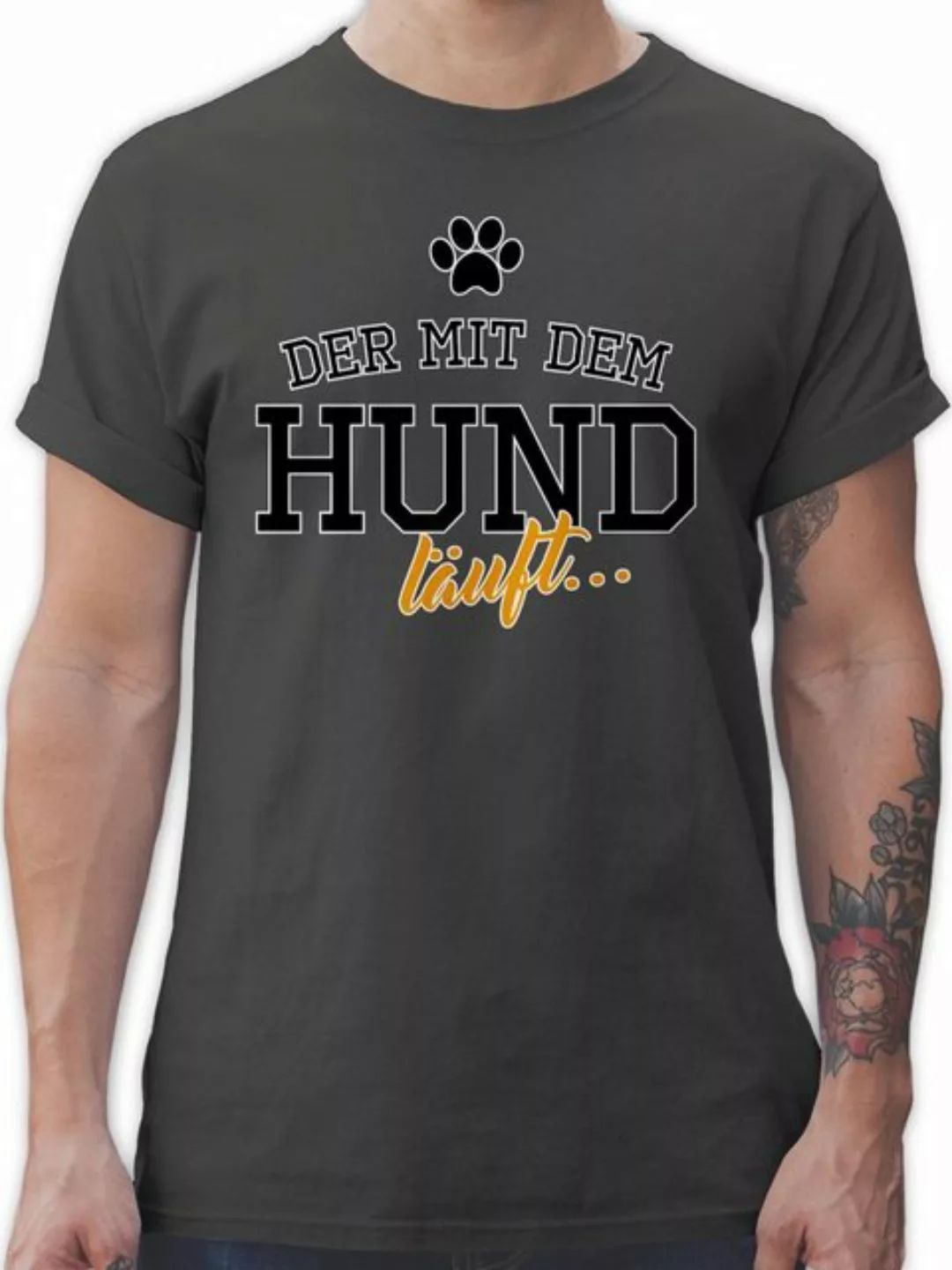 Shirtracer T-Shirt Der mit dem Hund läuft Geschenk für Hundebesitzer günstig online kaufen