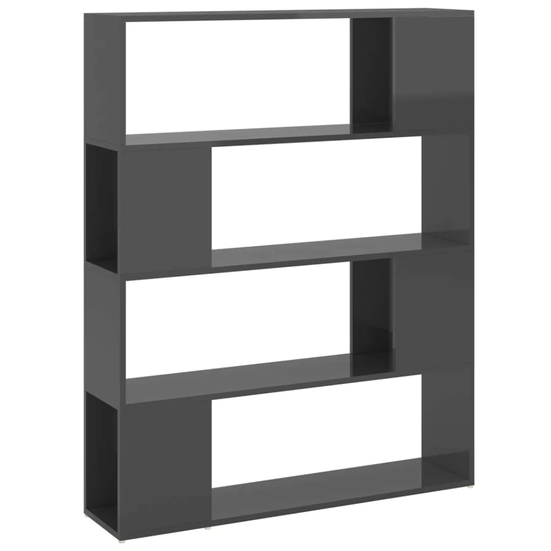 Bücherregal Raumteiler Hochglanz-grau 100x24x124 Cm günstig online kaufen