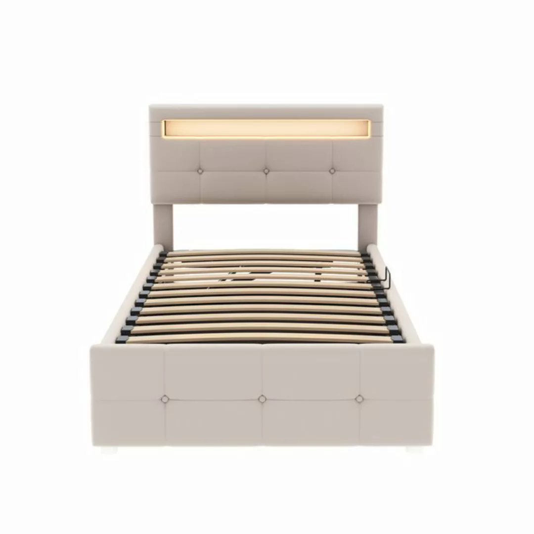 REDOM Bett Einzelbett Kinderbett Jugendbett, Polsterbett 90*200cm (mit LED- günstig online kaufen